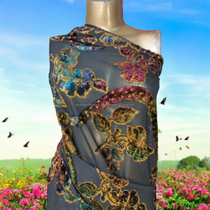 Somali ชุดเดรสออกงานสำหรับผู้หญิงผ้าแจ็คการ์ดลายดอกไม้ผ้ากำมะหยี่ดีไซน์แบบอินเดียสำหรับเจ้าสาว - Product Image 3