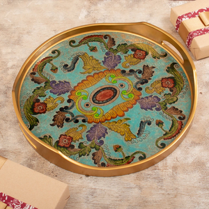 Plateau de service rond en bois fait main, bois naturel, pour la maison et la cuisine, au meilleur prix - Product Image 5