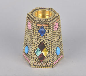 Handcrafted Brass & <b>Mosaic</b> Incense Burner Arabic Oud Bakhoor Holder Brass Incense Burner with <b>Mosaic</b> Inlay Made in India - Product Image 4