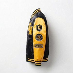 Chaqueta de Satén para Hombre a la Moda con Parche de Equipo Bordado Personalizado, Estilo Universitario Transpirable, Chaqueta de Satén Personalizada para Hombre - Product Image 3