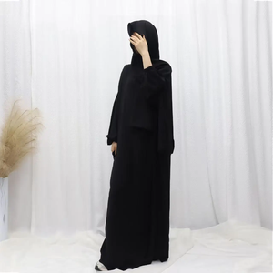 Abaya Dubai with Integrated <b>Hijab</b> Scarf Muslim Dress Women Zipper Front Side Pockets Islamic Clothing Modest Turkish Gown Casual - Product Image 4