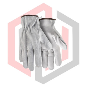 General Purpose Cowhide Leather Heavy Duty Work Gloves Cut Resistant Anti-Heat Anti-static Breathable Adjustable <b>Wristlet</b> - Product Image 3