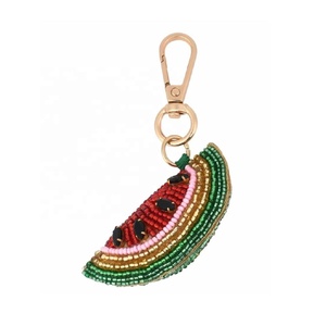 Handmade Glass Beads Avocado Keychain Bag Charm 10x6cm Indian Girls Gift for Purse Backpacks - Product Image 5