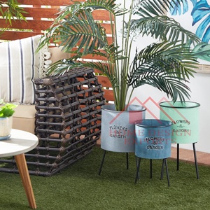 Maceta de hierro de metal de último diseño con soporte multicolor macetas de decoración de jardín para interiores y exteriores - Product Image 4
