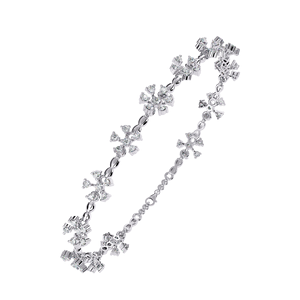Bracelet chaîne unisexe AMBER JEWELS T-758 plaqué or avec fleur en pierre naturelle, bijoux de mariage classiques, sertissage griffe, certifié IGI - Product Image 2