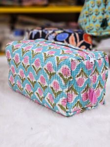 Bolsa de Cosméticos Floral Rosa con Cierre de Cremallera y Borla, Estilo Bohemio, Bolsa de Maquillaje Portátil para Mujer, Bolsa de Cosméticos Ecológica - Product Image 3