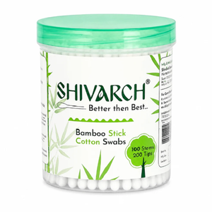 Hisopos de Algodón Ecológicos con Palitos de Bambú, 100 Unidades, Hisopos de Algodón Suaves de Doble Punta en Envase Higiénico para Cuidado Personal - Product Image 1