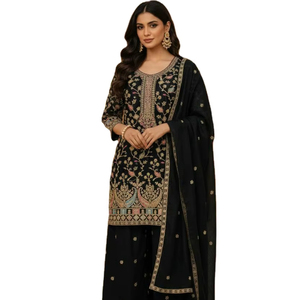 Robe Anarkali de haute qualité en tissu de soie chinon Air Tex, couleurs magnifiques, spéciale pour les mariages, les fêtes et les occasions spéciales. - Product Image 1