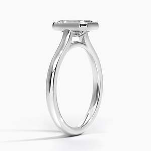 Anillo BOJ 025 Corte Esmeralda Plata 925 Luna 2mm Bisel de Diamantes y Baño de Rodio Anillo de Boda 2ct Color D VVS1 Moissanita Certificado GRA - Product Image 2