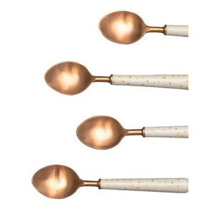 Juego de Cubiertos de Acero Inoxidable Color Oro Rosa de Lujo con Mango de Cerámica Pulida, Cucharas de Té con Puntos, Juego de Cucharas de Café para Bodas y Hoteles - Product Image 2