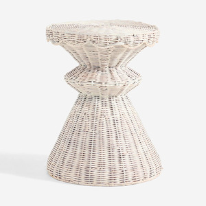 Mesa de centro de ratán blanca, mesas pequeñas para dormitorios, fabricante que suministra muebles naturales - Product Image 1