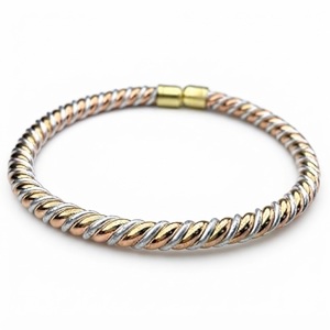 Handcrafted Tri-Metal Twisted Cuff <b>Bracelet</b> Wholesale Mixed Metal Open Bangle Multi-Tone Braided Cable Rope Wristband For <b>Men</b> - Product Image 3