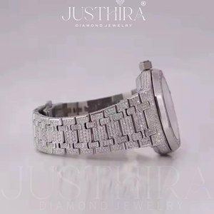 Montre entièrement sertie de moissanite VVS pour homme, aspect diamant de luxe, acier inoxydable, étanche, style hip-hop, logo personnalisé, montre-bracelet à quartz - Product Image 4