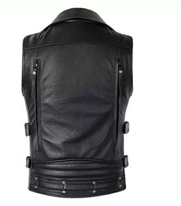 Chaleco de cuero para motocicleta para mujer, chaqueta sin mangas de cuero genuino para damas, estilo motero, ropa de moda - Product Image 2