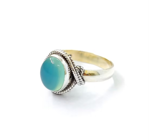 <b>Dainty</b> 925 Sterling Silver With Aqua Chalcedony <b>Ring</b> for Everyday Wear & Fine Jewelry Handmade Collection - Product Image 2