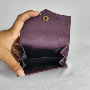 Vintage Genuine Leather <b>Card</b> Holder With <b>Embossed</b> Floral Pattern Snap Closure Single Strap Women's Daily Use - Product Image 5