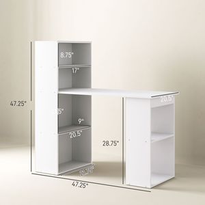 "6-Tier Industrial Wood PC <b>Desk</b> with 6-Tier Storage Shelves for Home Office" - Product Image 3