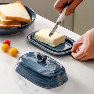 Mantequillera de Vidrio con Tapa y Asa de Anillo, Bandeja de Servicio Lisa, Almacenamiento de Mantequilla para Mesa de Cocina Moderna, Diseño Elegante y Duradero - Product Image 2