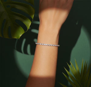Bracelet en diamant rond brillant cultivé en laboratoire pour femmes, plaqué or, bijoux de luxe IGI pour mariage, fiançailles et cadeau - Product Image 4