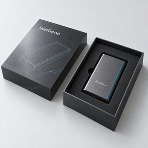 กล่องบรรจุภัณฑ์แบบพกพาสำหรับ SSD รุ่น Custom Graphite Lift Off Lid พร้อมเอฟเฟกต์โลหะขัดเงาและแผ่นรองในตัว - Product Image 1