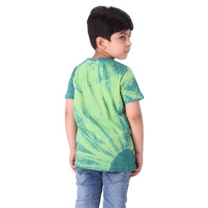 Camiseta de algodón puro tejido para niños, cuello redondo de longitud Regular, Media manga, corbata de loro y tinte, 100% - Product Image 3