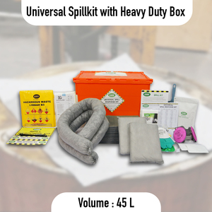SABER Universal Spill Response Kit 45L Red Container with Absorbent Pads Socks Gloves Respirator - Product Image 3