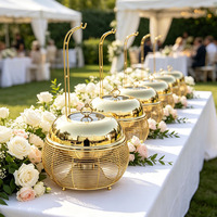 Luxuriöses Gold 8L Edelstahl Chafing Dish Buffet Speisenwärmer-Set Catering-Ausrüstung mit Alkoholheizung für Hochzeiten und Partys