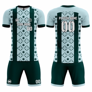 ชุดฟุตบอลสั่งทำพิเศษ คุณภาพสูง ระบายอากาศได้ดี แห้งเร็ว ป้องกันแบคทีเรีย ผ้าสแปนเด็กซ์/โพลีเอสเตอร์ เสื้อและกางเกงขาสั้น ชุดเซ็ต ผู้ผลิต OEM ODM - Product Image 1