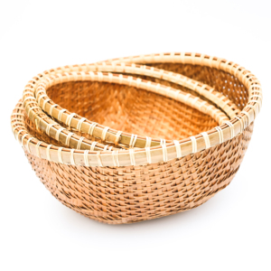 Handcrafted Round Bamboo <b>Basket</b> with Curved Edges - Premium Quality (Diameter 36cm, Height 13cm) - Product Image 2