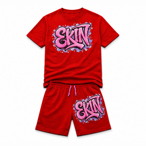 Ensemble de survêtement d'été personnalisé pour homme, 2 pièces, 100% coton, t-shirt et short en mesh, ensemble de vêtements pour homme, t-shirt avec short, ensemble twin - Product Image 1