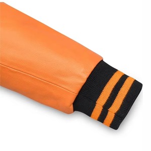 Veste universitaire de baseball personnalisée pour homme, manches en cuir de haute qualité, broderie chenille sur le devant, épaisse, hiver, boutons en corne - Product Image 4