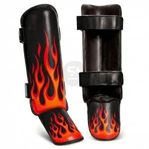 Espinilleras de Cuero de Alto Rendimiento para Muay Thai, Kickboxing, MMA, Triple Capa Acolchada, Protección Reforzada, Correas de Gancho y Bucle - Product Image 2