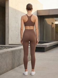 Conjunto de Yoga Premium para Mujer, Bra Deportivo, Leggings de Fitness, Spandex/Nylon, Cintura Alta, Ajustado, Transpirable, Ropa de Gimnasio, Personalizable OEM - Product Image 3