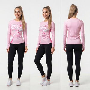 T-shirt de yoga à imprimé graphique pour femmes, manches longues, haut de sport pour la gym, vêtements de jogging pour femmes, t-shirt en polyester tricoté, haut de fitness pour femmes - Product Image 4