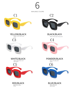 Gafas de Sol Cuadradas Y2K Color Caramelo, Modernas y Lindas, con Burbujas, Protección UV400, Rojas y Amarillas, Únicas, con Patillas Anchas - Product Image 4