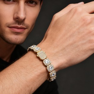 สร้อยข้อมือคิวบันฮิปฮอปประดับเพชรโมอิสซาไนต์ VVS เงินแท้ 925  แบบ Iced Out สำหรับแร็ปเปอร์ เหมาะสำหรับใส่ไปงานปาร์ตี้ มีจำหน่ายแล้ว - Product Image 5