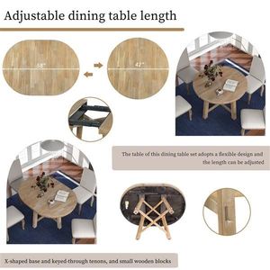 Tavolo da pranzo rotondo allungabile in stile fattoria con tavolo da cucina in legno da 16 \" - Product Image 4