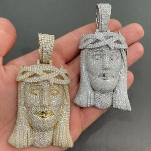 จี้หน้าฮิปฮอปแบบกำหนดเองสำหรับผู้ชาย จี้เพชรโมอิสซาไนต์ VVS ระยิบระยับ เครื่องประดับ 3 มิติ จี้เงินแท้ S925 - Product Image 1