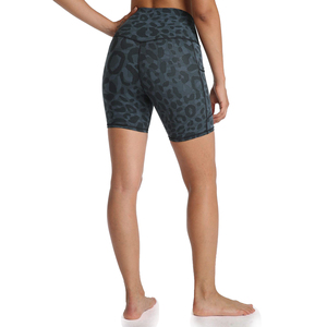 Shorts de sport pour femmes à taille haute, imprimé léopard, avec poches, respirants, taille élastique, style sportif - Product Image 6