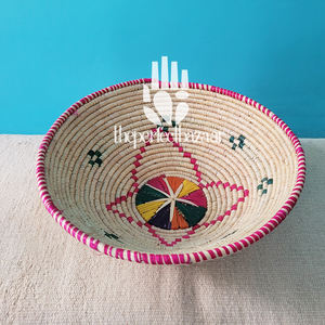 Cesta Redonda Multiusos de Hierba Natural Moonj con Diseño Triangular, Abierta, Ecológica, Duradera, Tamaño Mini - Product Image 4