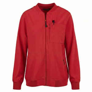 Blouse d'infirmière pour femmes, veste de travail médicale à col côtelé, fermeture éclair, multi-poches, style bomber athlétique - Product Image 5