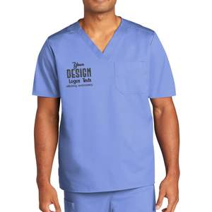 เสื้อขัดมีกระเป๋าคอวีสำหรับทุกเพศเสื้อปักโลโก้ตำราชุดยูนิฟอร์มโรงพยาบาลหลากสีสำหรับ WW3160 2025 - Product Image 1