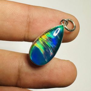 NIKHIL GEMS Pendentif Goutte d'eau en Opale Aurore Vintage Fait Main en Argent Sterling 925 Certifié par un tiers Breloque en Pierre Précieuse - Product Image 6