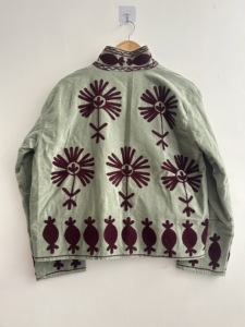 Veste brodée vert sauge, veste florale Suzani bordeaux, vêtement d'extérieur ethnique bohème - Product Image 5