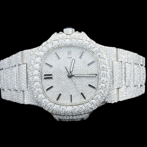 Reloj de Moda Hip Hop Personalizado con Caja Cuadrada y Bisel Único, Fecha Automática, Dos Tonos, Diamantes Moissanite - Product Image 1