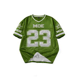 Camiseta de Fútbol Americano con Pedrería Verde para Hombre, Talla Grande, Malla Transpirable, Brillante, Estilo Hip Hop, Ropa Urbana, Camiseta de Equipo - Product Image 3