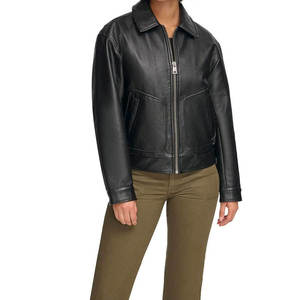 High Quality <b>Sheep</b> <b>Skin</b> Quilted Solid Color Women's Motorcycle Leather <b>Jacket</b> Breathable Waterproof Windproof Logo Winter Cotton - Product Image 1
