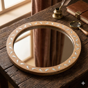 Plateau de service en bois fait main de la meilleure qualité avec incrustation de nacre disponible en formes carrées rectangulaires ovales - Product Image 1