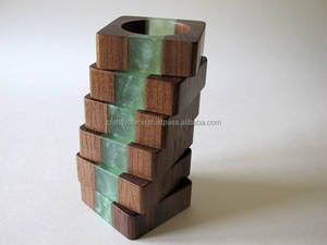 Ronds de serviette en bois modernes faits à la main en résine à motif de luxe unique Décoration de table de mariage décorative personnalisée pour - Product Image 4