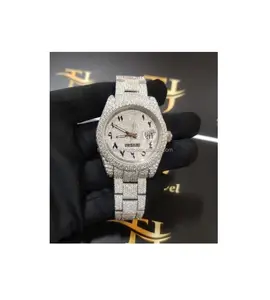 Luxuriöse wasserdichte leuchtende mechanische Armbanduhr Business automatische VVS Moissanite Diamantuhr für Herren und Damen